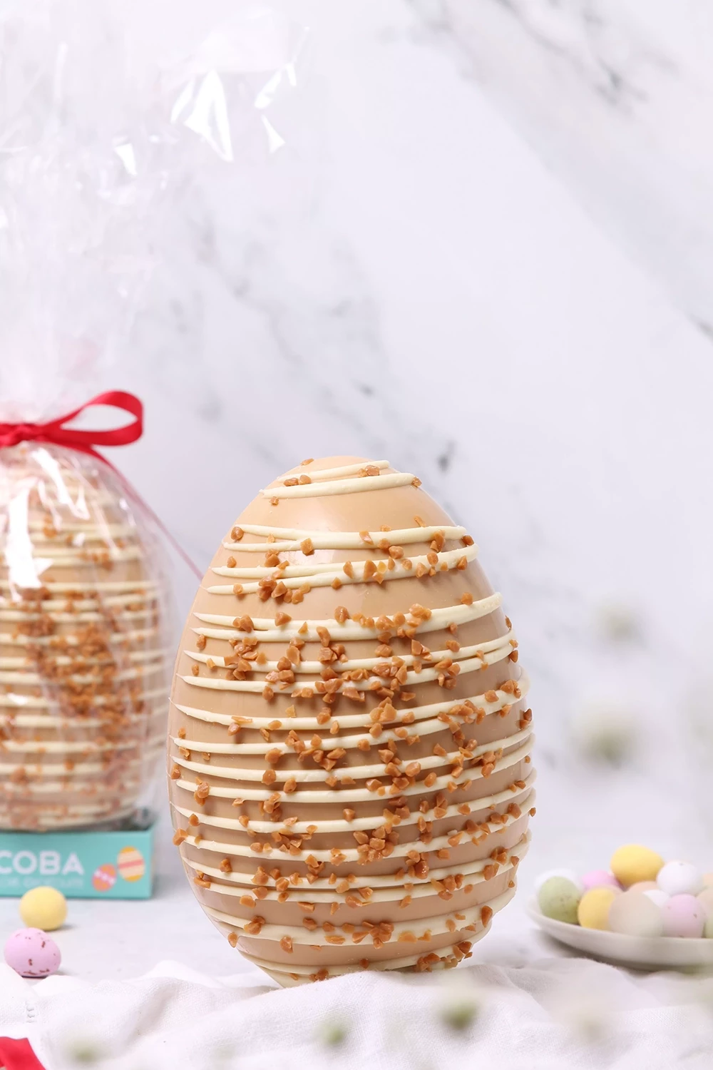 Golden Chocolate Easter Egg with Caramel Shards