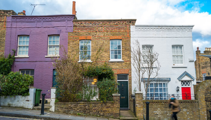 Terraced Houses Of Different Colours