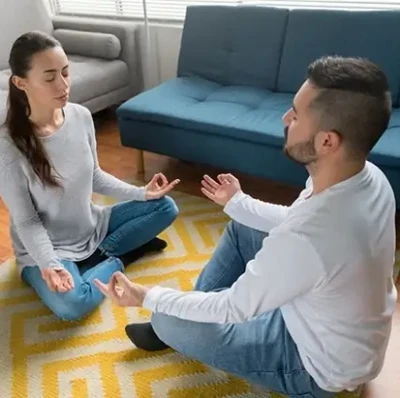 Holistic Therapy Patient And Teacher Sitting Practising Holistic Therapy Patient And Teacher Sitting Practising