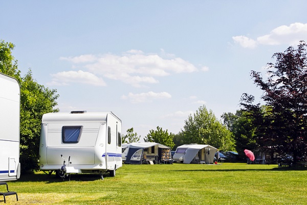 caravans and tents at campsite