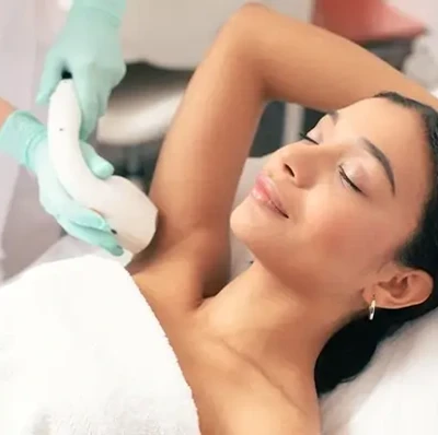 Woman Undergoing Laser Hair Removal Treatment Woman Undergoing Laser Hair Removal Treatment