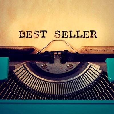 BEST SELLER typed onto a page with a mechanical typewriter 